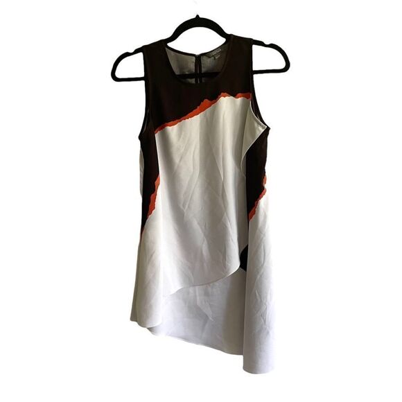 KENNETH COLE REACTION Sleeveless Asymmetrical Tank Top Blouse White Black XS - Picture 1 of 5